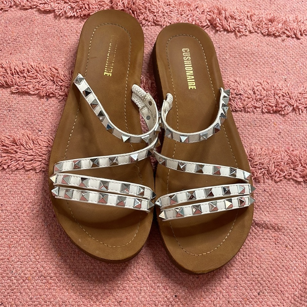 White studded sandals